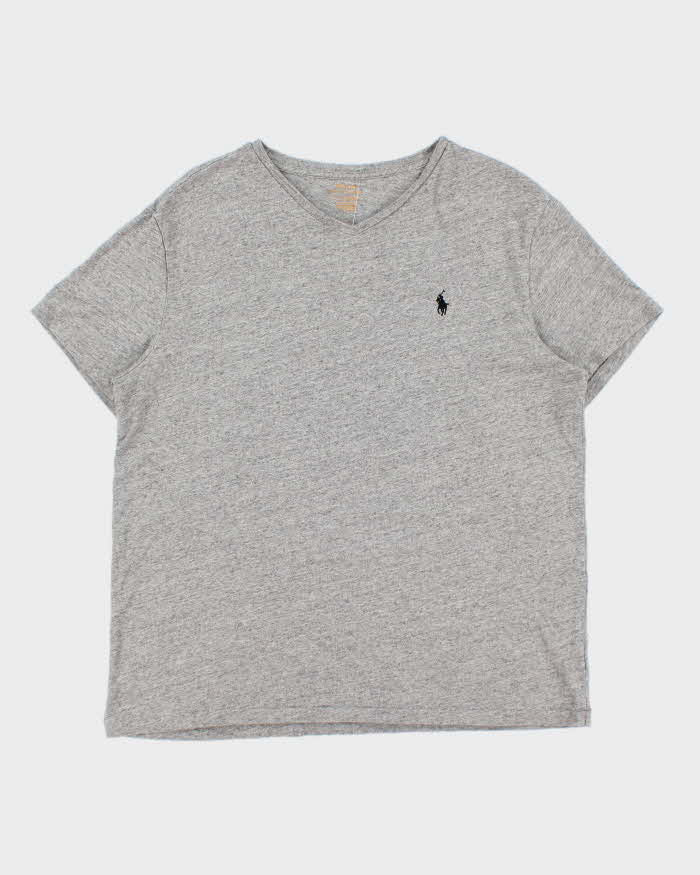 Vintage Polo Ralph Lauren Marl Grey Classic V-Neck T-Shirt - L