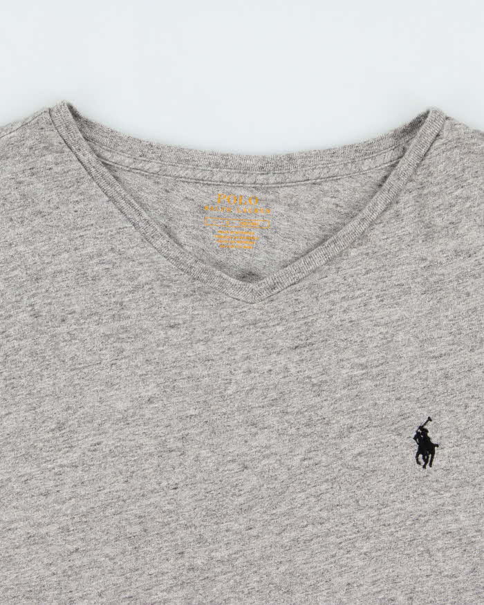 Vintage Polo Ralph Lauren Marl Grey Classic V-Neck T-Shirt - L