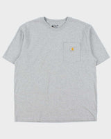 Vintage Carhartt Marl Grey Heavyweight Loose Fit Crewneck Pocket T-Shirt - L