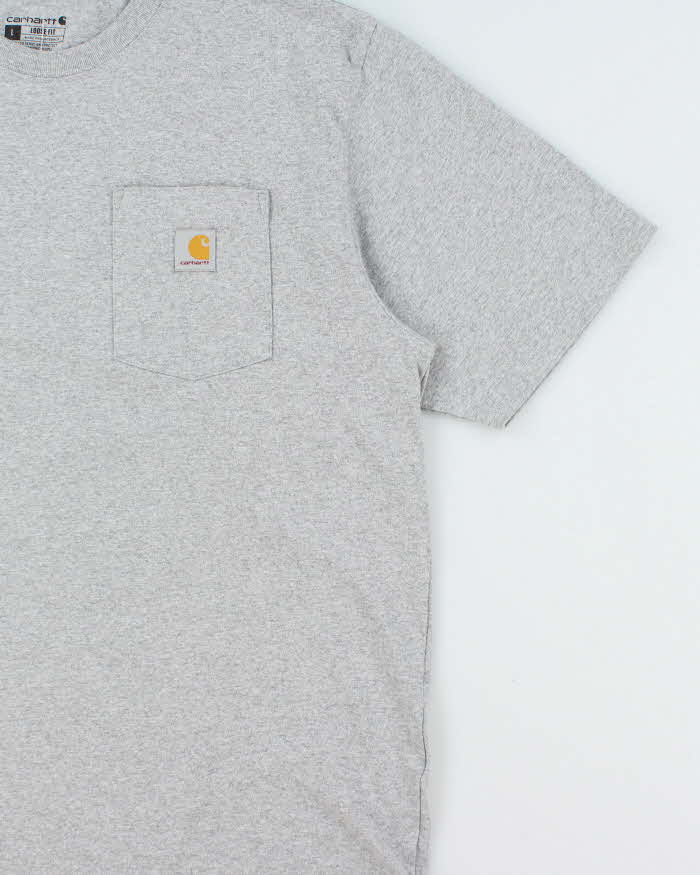 Vintage Carhartt Marl Grey Heavyweight Loose Fit Crewneck Pocket T-Shirt - L