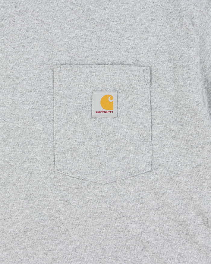 Vintage Carhartt Marl Grey Heavyweight Loose Fit Crewneck Pocket T-Shirt - L