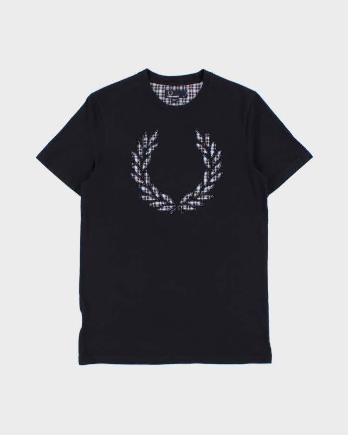 Vintage Fred Perry Embroidered Tartan Laurel Wreath Crewneck T-Shirt - S