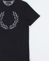 Vintage Fred Perry Embroidered Tartan Laurel Wreath Crewneck T-Shirt - S