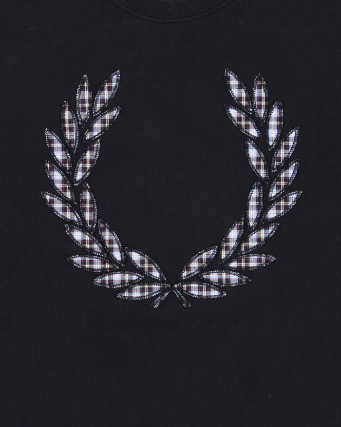 Vintage Fred Perry Embroidered Tartan Laurel Wreath Crewneck T-Shirt - S