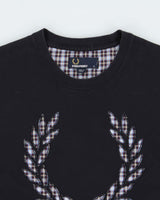 Vintage Fred Perry Embroidered Tartan Laurel Wreath Crewneck T-Shirt - S