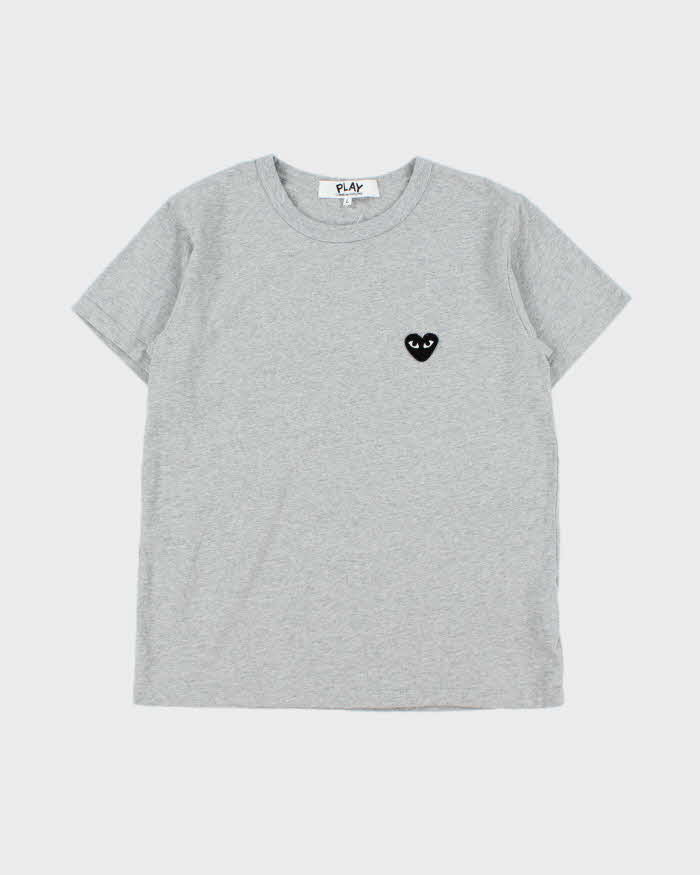 Comme des Garcons PLAY Marl Grey Heavyweight Heart Eye Crewneck T-Shirt - L