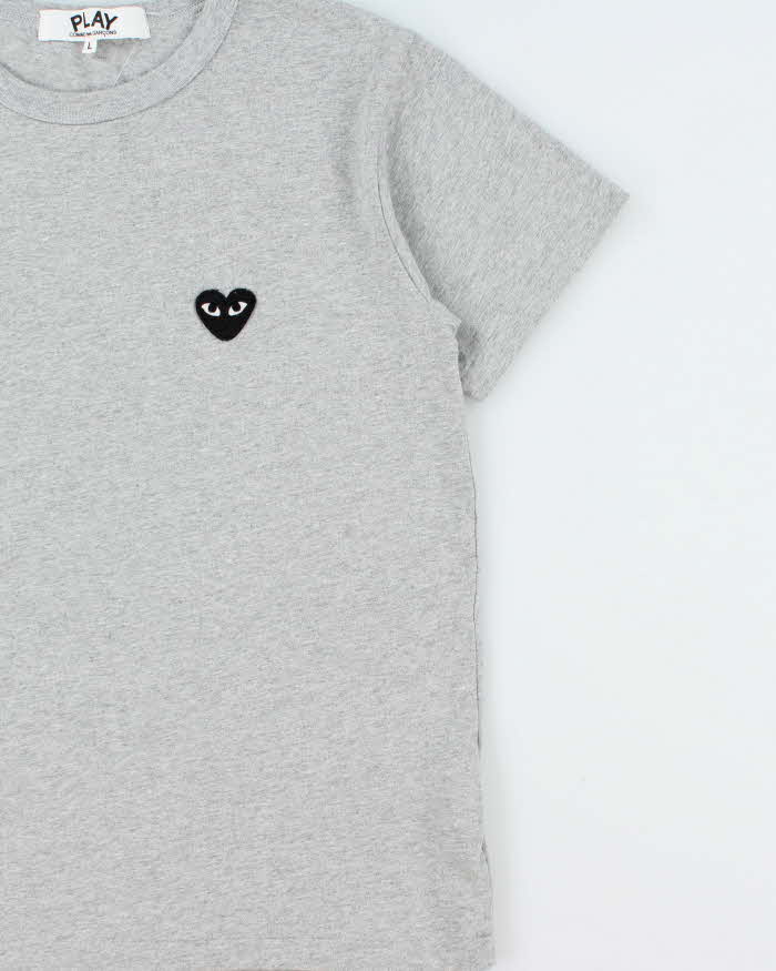 Comme des Garcons PLAY Marl Grey Heavyweight Heart Eye Crewneck T-Shirt - L
