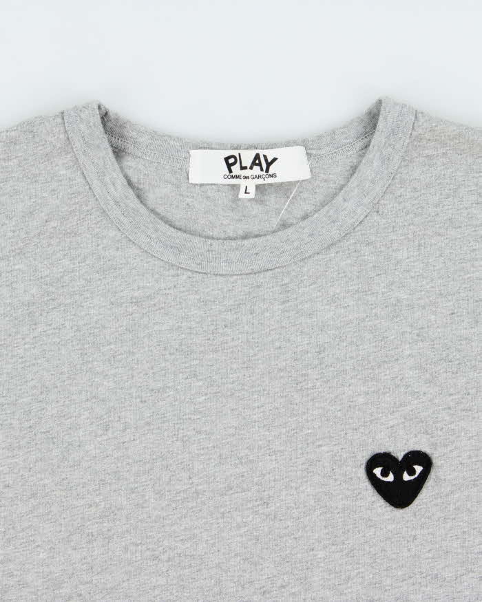 Comme des Garcons PLAY Marl Grey Heavyweight Heart Eye Crewneck T-Shirt - L