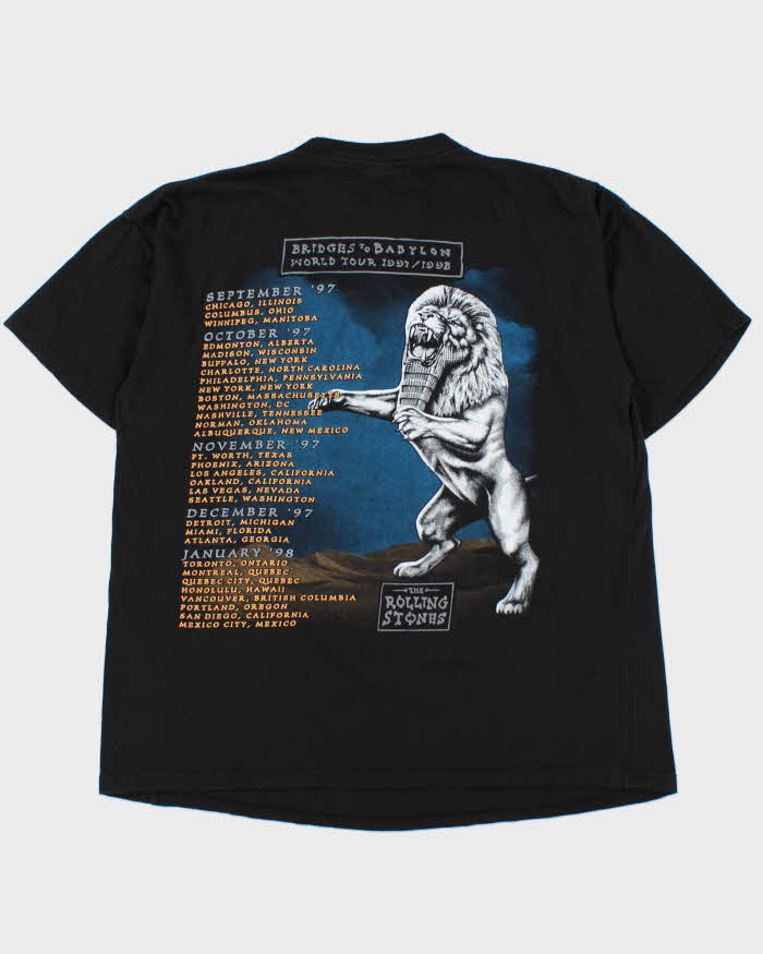 Vintage 1997 The Rolling Stones Bridges To Babylon World Tour Heavyweight Sogo Crewneck T-Shirt - XL