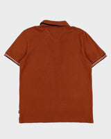 Hugo Boss Parley 107 Tan Brown Striped Short Sleeve Polo Shirt - XL