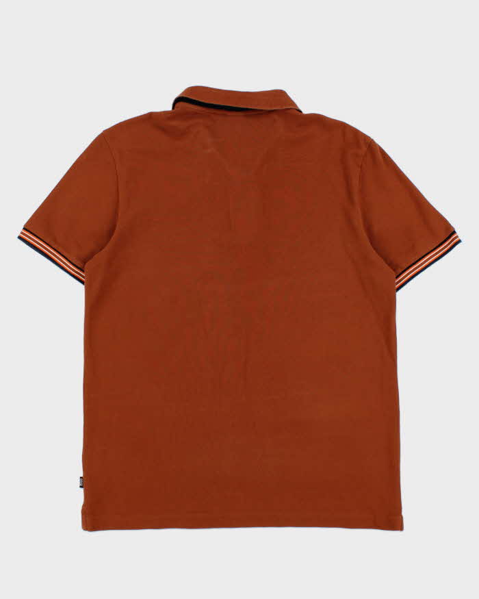 Hugo Boss Parley 107 Tan Brown Striped Short Sleeve Polo Shirt - XL