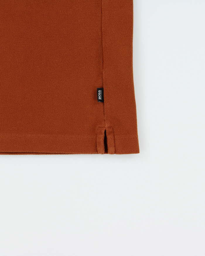 Hugo Boss Parley 107 Tan Brown Striped Short Sleeve Polo Shirt - XL