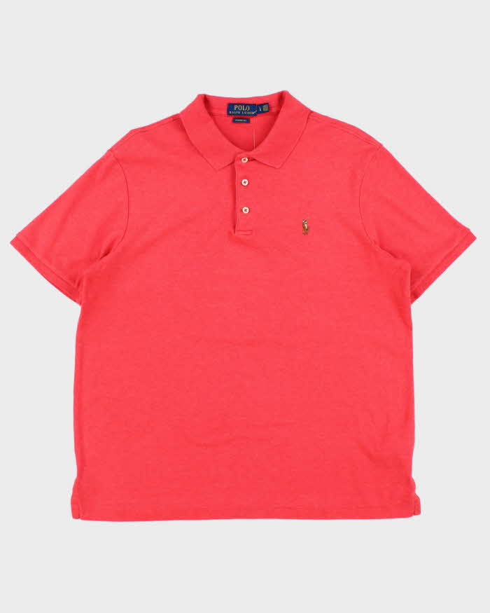 Vintage Polo Ralph Lauren Marl Hot Pink Classic Fit Short Sleeve Polo Shirt - L