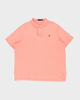 Vintage Polo Ralph Lauren Marl Salmon Pink Short Sleeve Polo Shirt - XXL