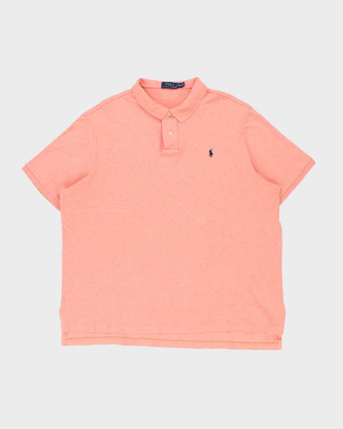Vintage Polo Ralph Lauren Marl Salmon Pink Short Sleeve Polo Shirt - XXL