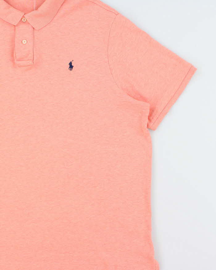 Vintage Polo Ralph Lauren Marl Salmon Pink Short Sleeve Polo Shirt - XXL