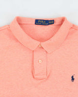 Vintage Polo Ralph Lauren Marl Salmon Pink Short Sleeve Polo Shirt - XXL