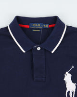 Vintage Polo Ralph Lauren Big Pony USA Flag Striped Custom Slim Short Sleeve Polo Shirt - XXL