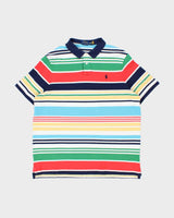 Vintage Polo Ralph Lauren Multicoloured Striped Classic Fit Short Sleeve Polo Shirt - XXL
