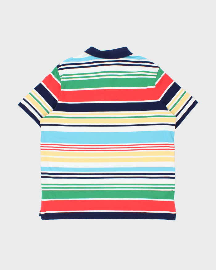 Vintage Polo Ralph Lauren Multicoloured Striped Classic Fit Short Sleeve Polo Shirt - XXL