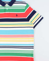 Vintage Polo Ralph Lauren Multicoloured Striped Classic Fit Short Sleeve Polo Shirt - XXL