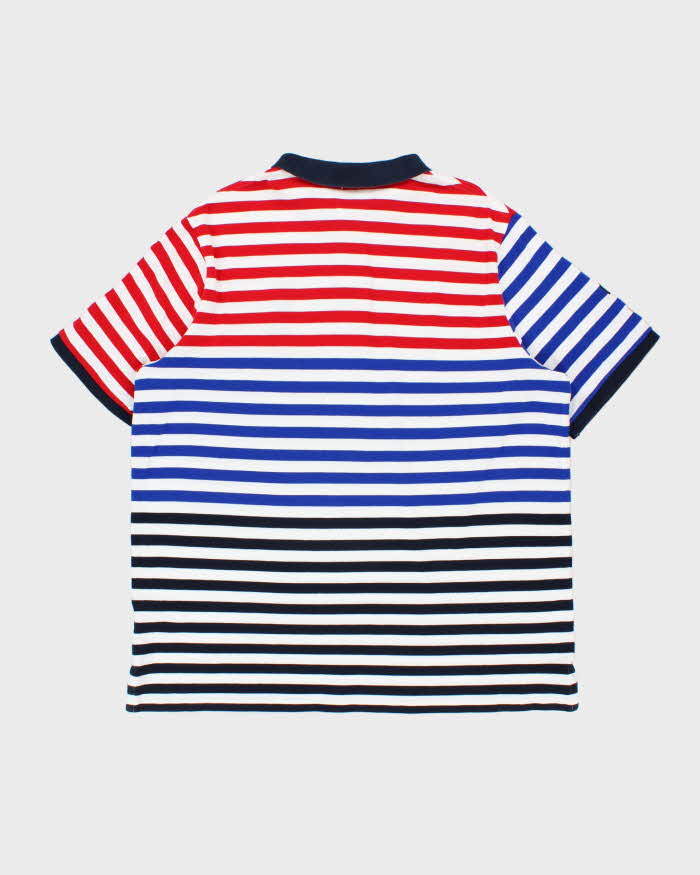 Vintage Polo Ralph Lauren Big Pony #3 Multicoloured Striped Classic Fit Short Sleeve Polo Shirt - XXL