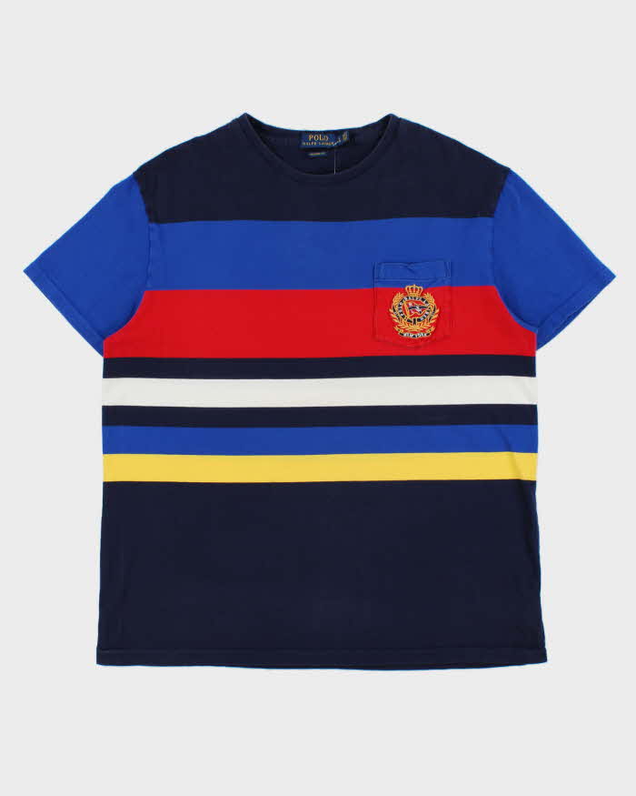 Vintage Polo Ralph Lauren Striped Classic Fit Crest Pocket T-Shirt - L
