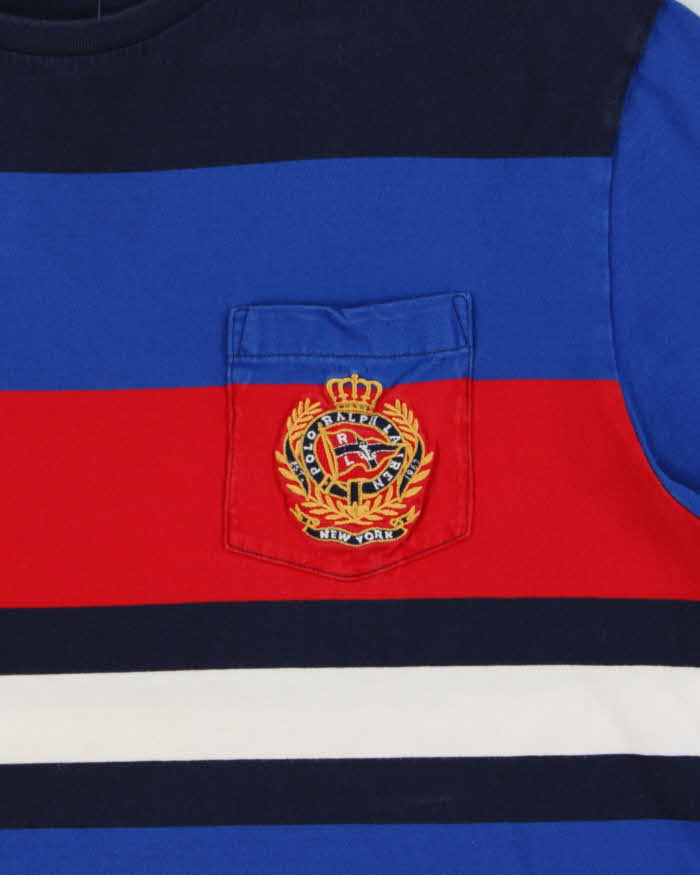 Vintage Polo Ralph Lauren Striped Classic Fit Crest Pocket T-Shirt - L
