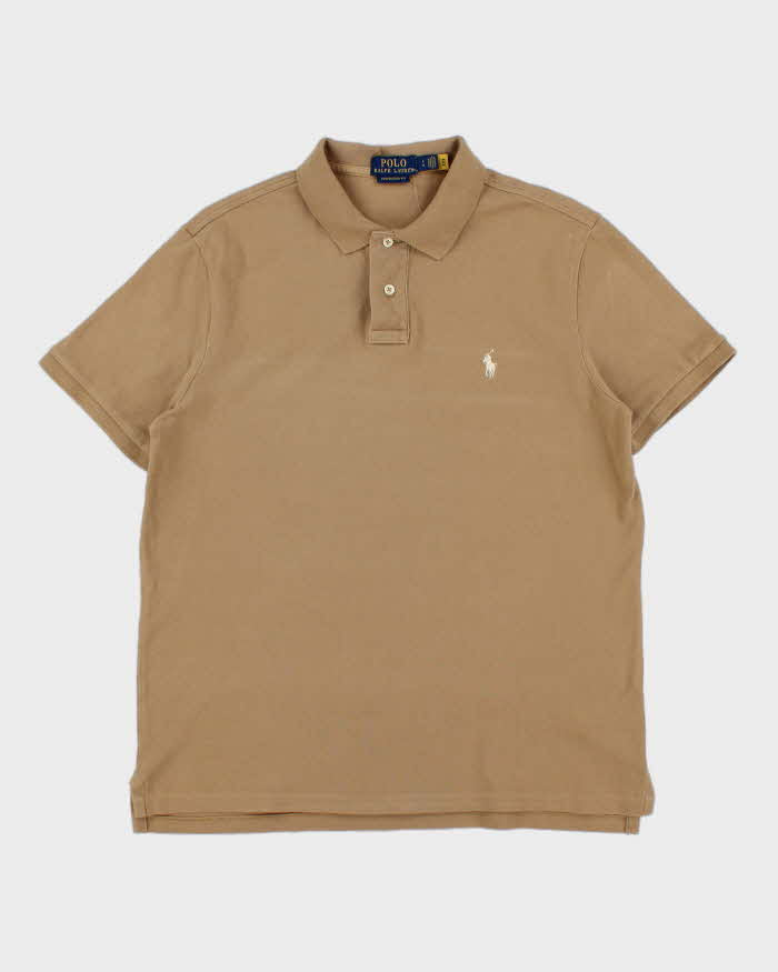 Vintage Polo Ralph Lauren Tan Custom Slim Fit Short Sleeve Polo Shirt - L