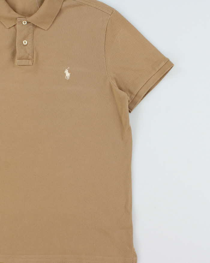 Vintage Polo Ralph Lauren Tan Custom Slim Fit Short Sleeve Polo Shirt - L