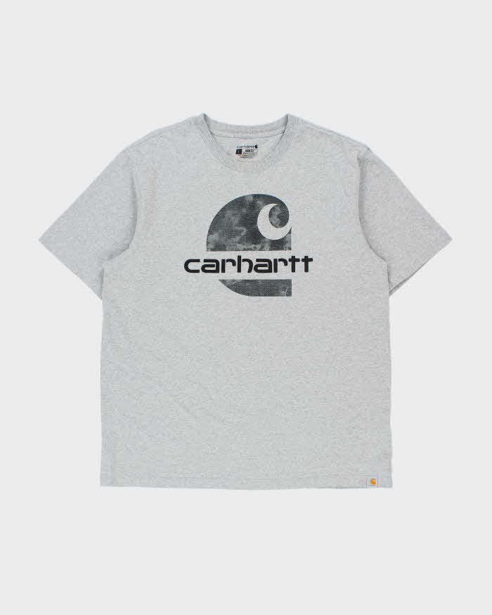 Vintage Carhartt Marl Grey Heavyweight Cloud Logo Loose Fit Crewneck T-Shirt - L