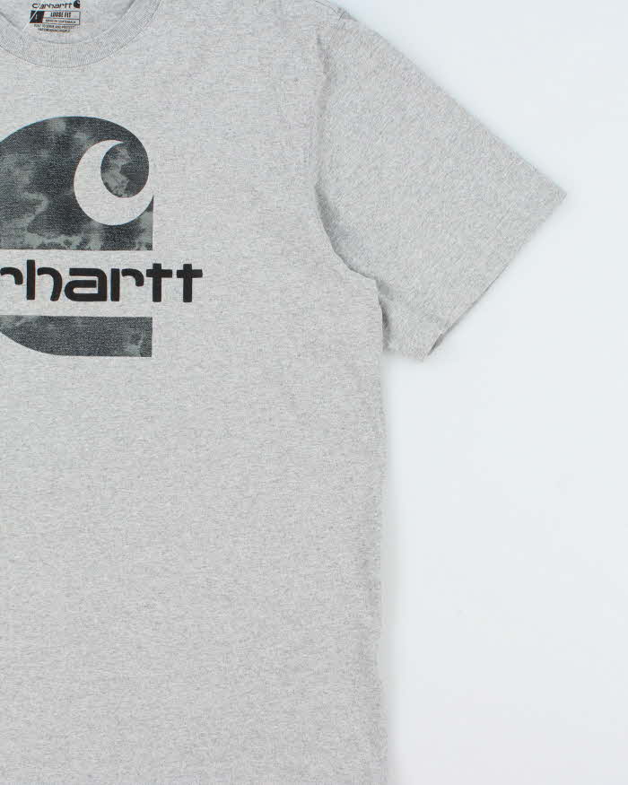 Vintage Carhartt Marl Grey Heavyweight Cloud Logo Loose Fit Crewneck T-Shirt - L