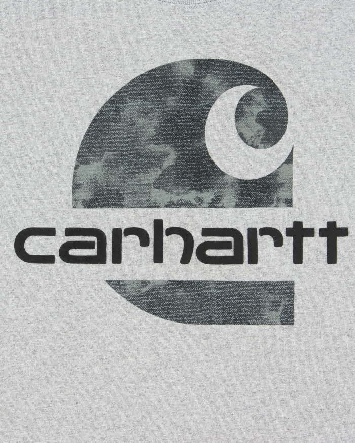 Vintage Carhartt Marl Grey Heavyweight Cloud Logo Loose Fit Crewneck T-Shirt - L
