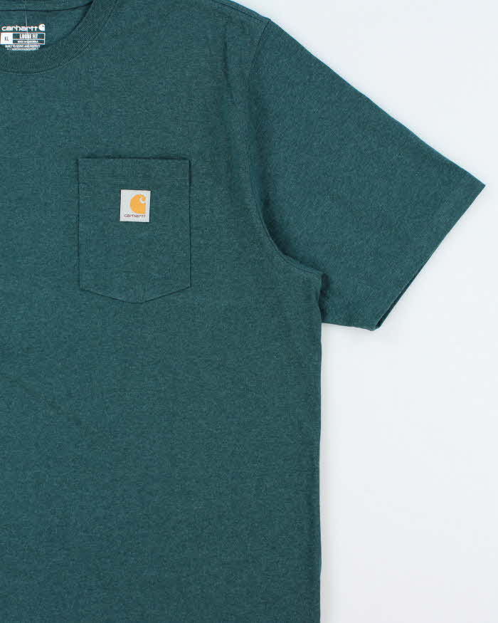 Vintage Carhartt Marl Teal Heavyweight Loose Fit Crewneck Pocket T-Shirt - XL