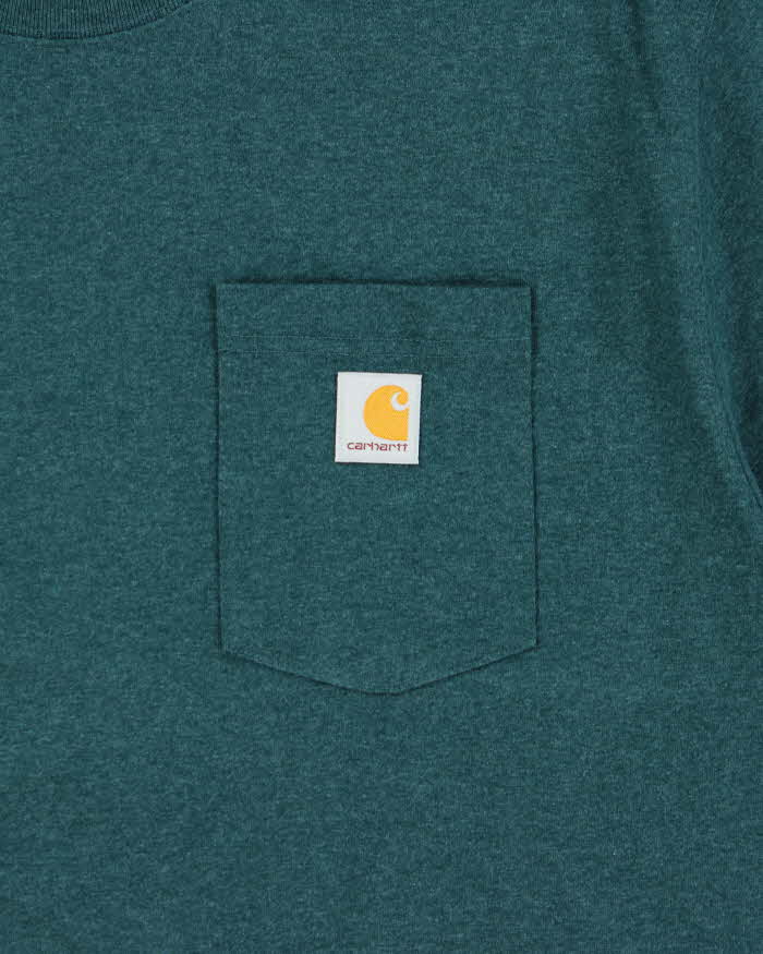 Vintage Carhartt Marl Teal Heavyweight Loose Fit Crewneck Pocket T-Shirt - XL