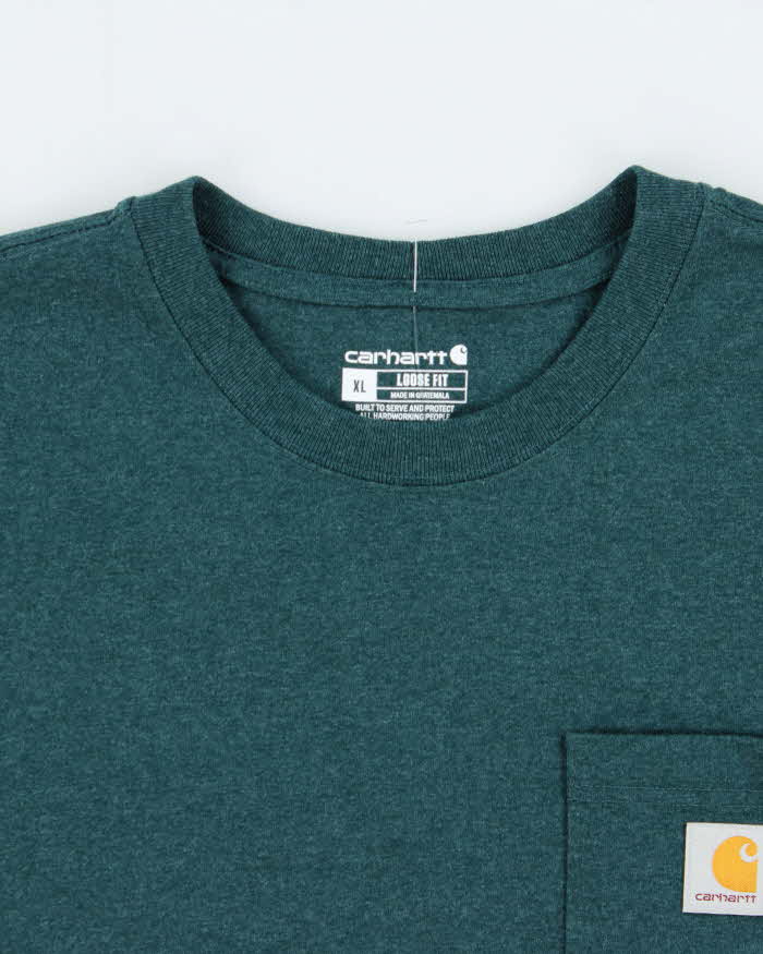 Vintage Carhartt Marl Teal Heavyweight Loose Fit Crewneck Pocket T-Shirt - XL