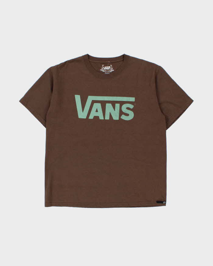 Vintage Vans Classic Logo Heavyweight Marl Brown Crewneck T-Shirt - XL