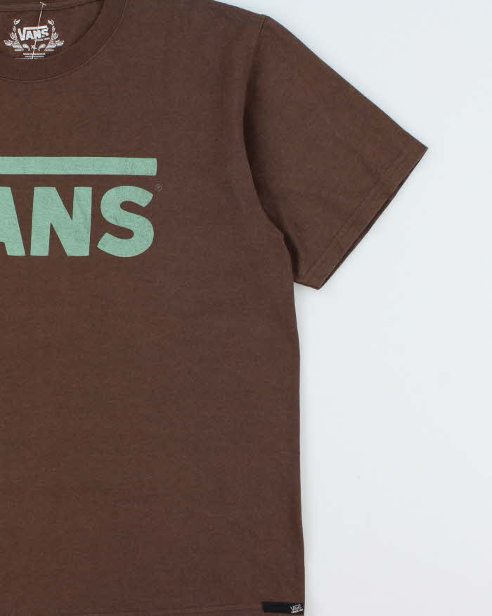 Vintage Vans Classic Logo Heavyweight Marl Brown Crewneck T-Shirt - XL