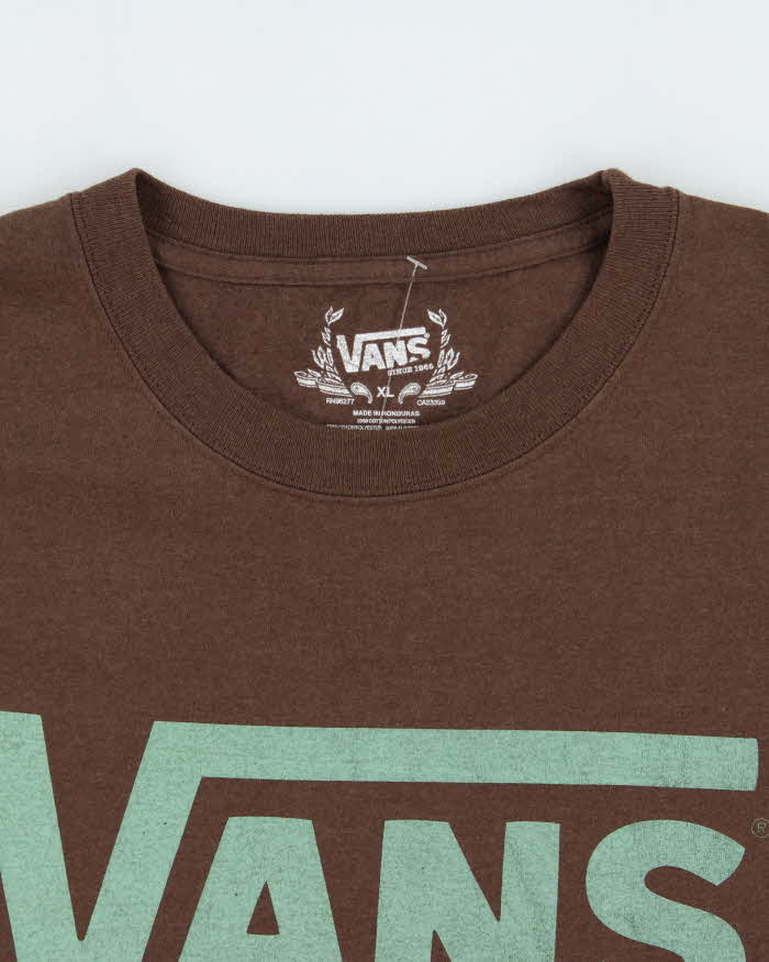 Vintage Vans Classic Logo Heavyweight Marl Brown Crewneck T-Shirt - XL