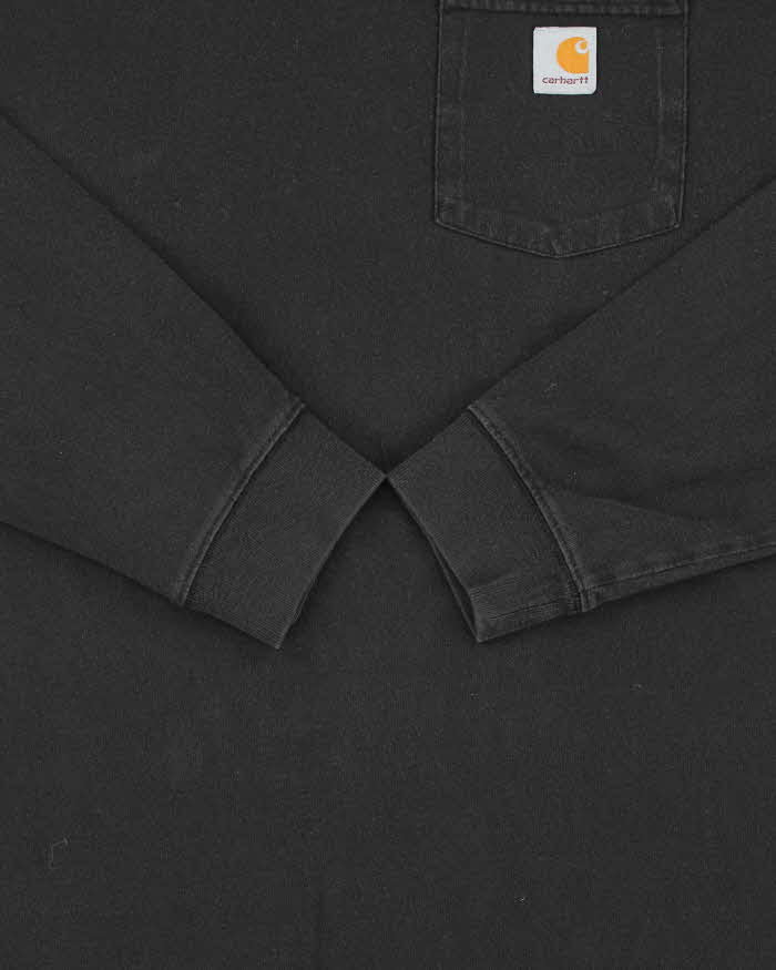 Vintage Carhartt Heavyweight Faded Black Loose Fit Long Sleeve Crewneck Pocket T-Shirt - XL