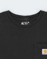 Vintage Carhartt Heavyweight Faded Black Loose Fit Long Sleeve Crewneck Pocket T-Shirt - XL