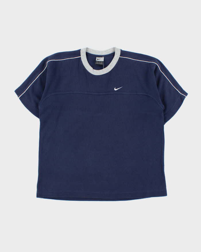 Vintage Y2K 00s Nike Heavyweight Embroidered Crewneck Waffle T-Shirt - S