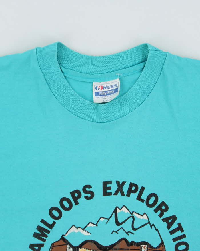 Vintage 1989 Kamloops Exploration Single Stitch Hanes Fifty Fifty Made In USA Crewneck T-Shirt - L
