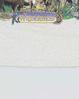 Vintage 1993 Harlequin N.G North American Wilderness Marl Grey Single Stitch Hanes Beefy Heavyweight Made In USA Crewneck T-Shirt - L