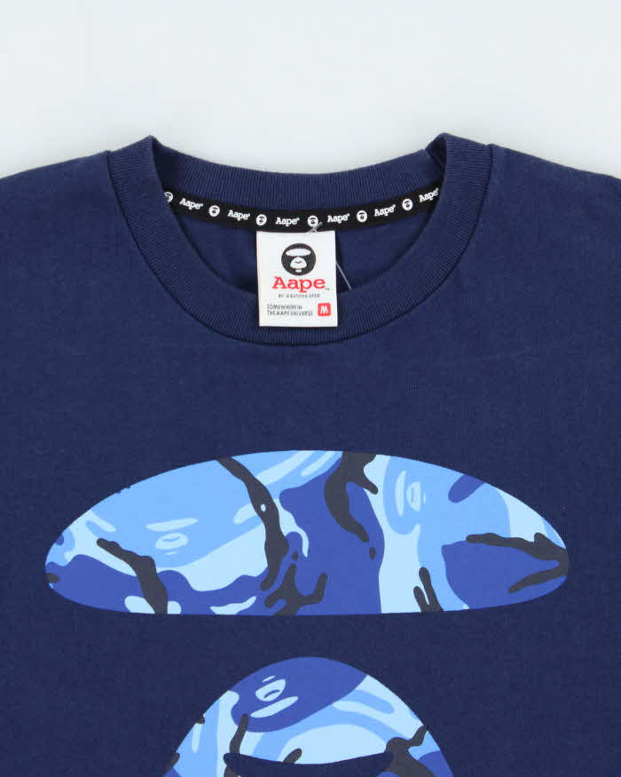 Vintage Aape By A Bathing Ape Ice Camo Heavyweight Crewneck T-Shirt - M