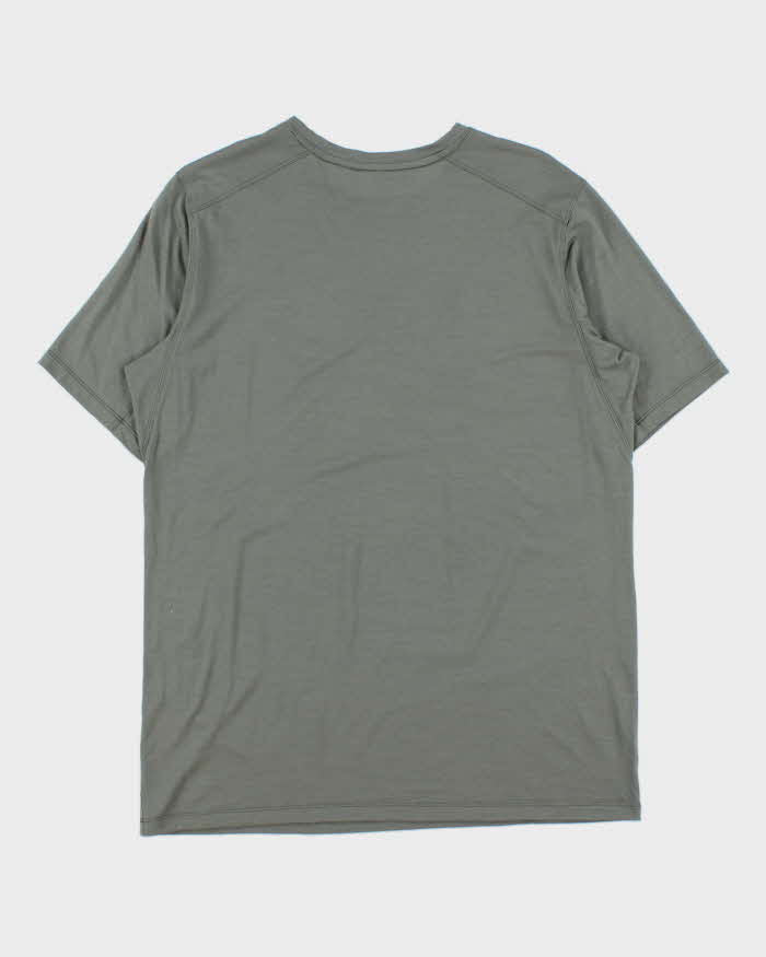 2023 Arc'teryx 'Ionia Arc'word Logo' Khaki Merino Wool Fairtrade Crewneck Hiking T-Shirt - L