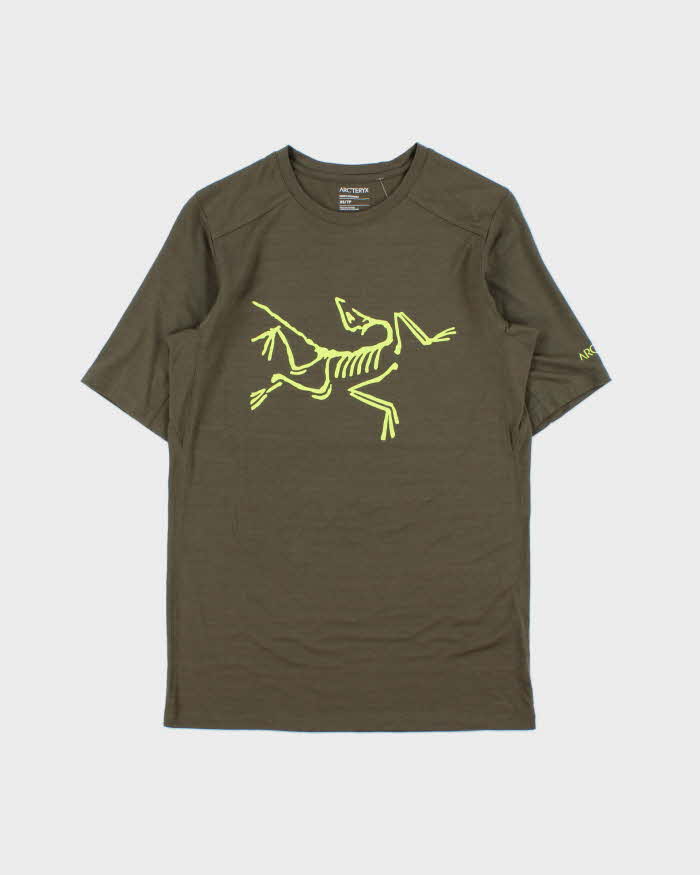 2024 Arc'teryx 'Ionia Logo' Khaki Merino Wool Fairtrade Crewneck Hiking T-Shirt - XS