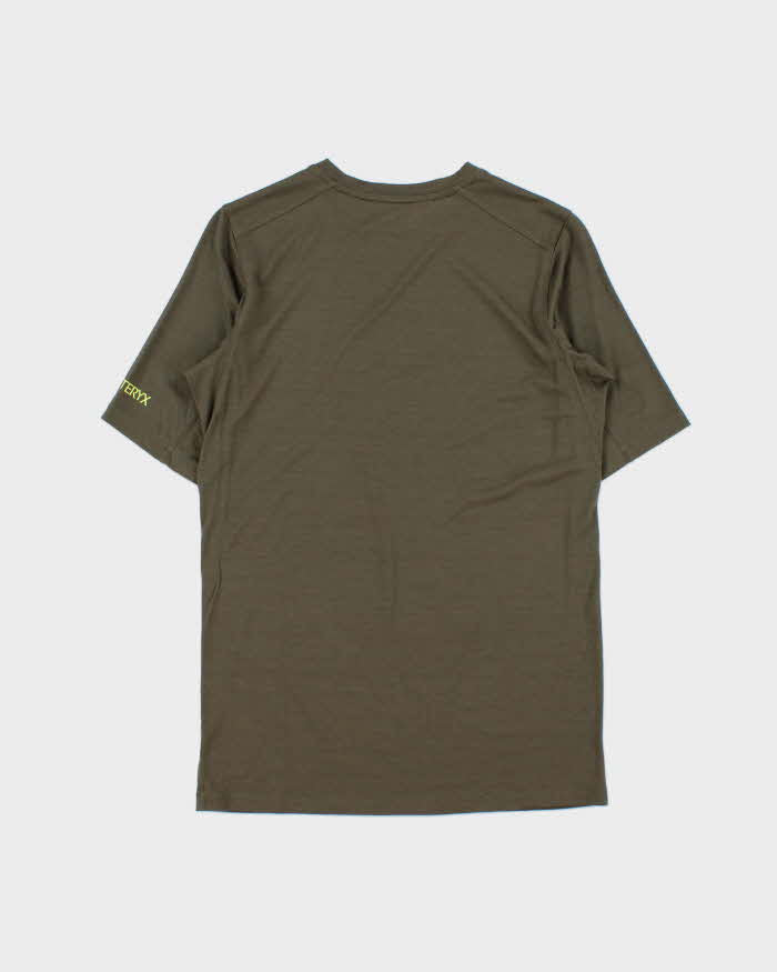 2024 Arc'teryx 'Ionia Logo' Khaki Merino Wool Fairtrade Crewneck Hiking T-Shirt - XS