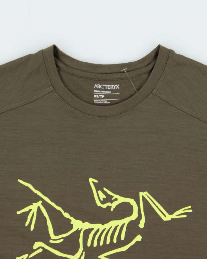 2024 Arc'teryx 'Ionia Logo' Khaki Merino Wool Fairtrade Crewneck Hiking T-Shirt - XS
