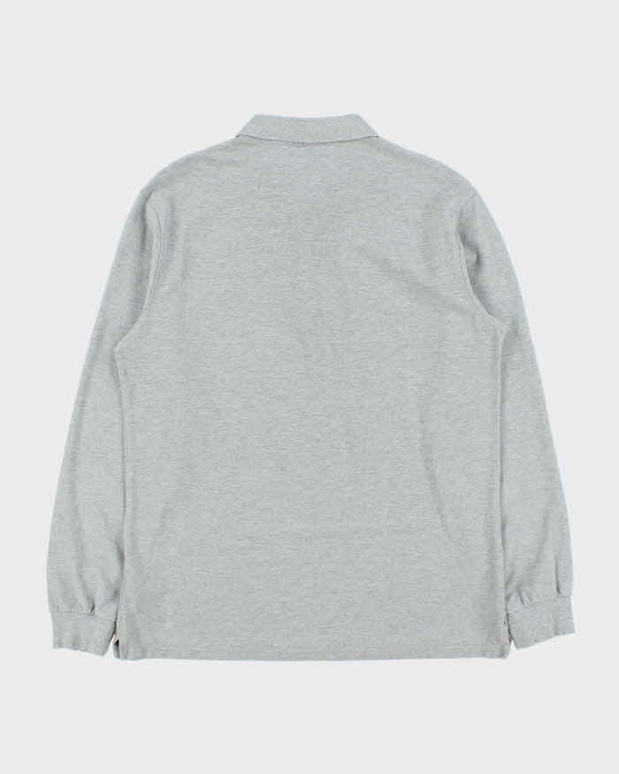 Vintage Lacoste Marl Grey Slim Fit Long Sleeve Polo Shirt - L